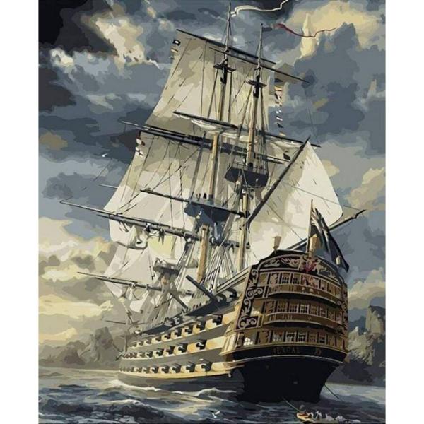 Peinture au numéro : Galion Océan  - sans châssis en bois - FiguredArt-PN022