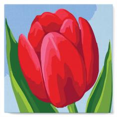 Mini peinture au numéro : Tulipe Rouge  - toile tendue sur chassis