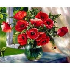 Paint by numbers Bouquet of Red Flowers - without frame