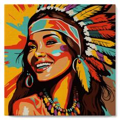 Mini Paint by numbers Native Elegance Lady Pop Art - already stretched on a wooden frame