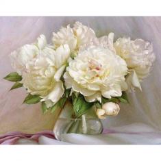 Paint by numbers White Peonies - without frame