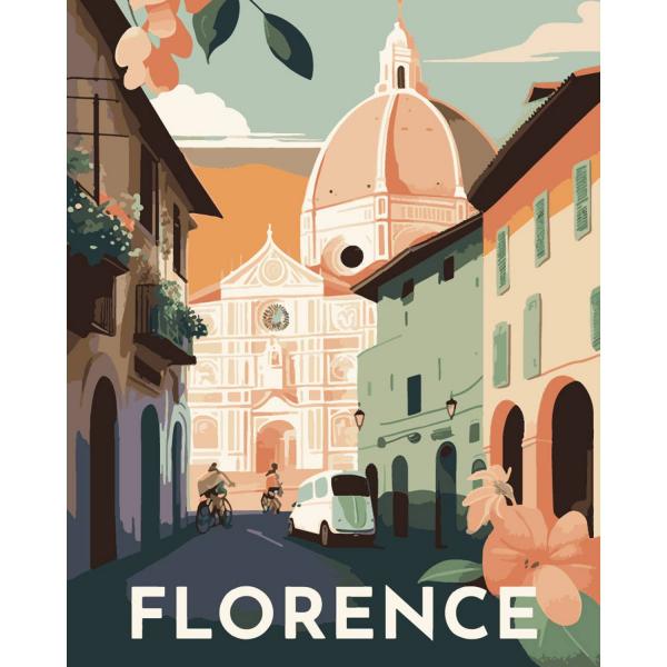 Peinture au numéro : Affiche Vintage Florence  - toile tendue sur châssis - FiguredArt-FA10148-Y