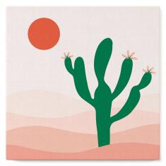 Mini Paint by numbers Cactus in the Pink Desert - already stretched on a wooden frame