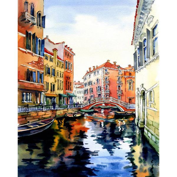 Peinture au numéro : Aquarelle de Venise - toile tendue sur châssis - FiguredArt-FA10076-Y