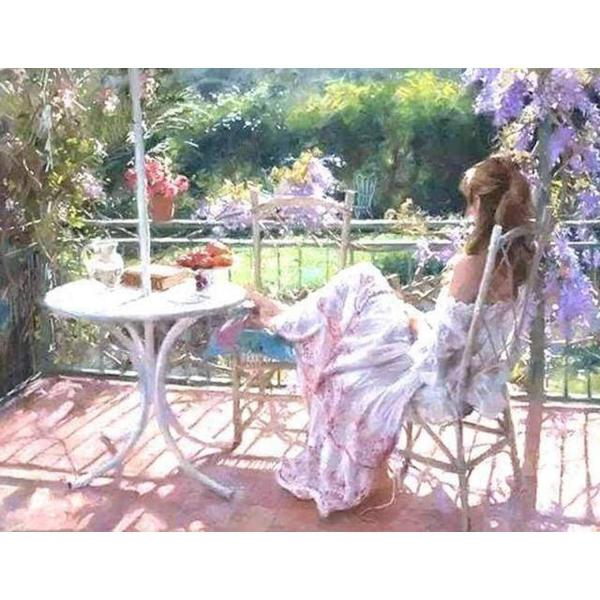 Peinture au numéro : Repos au Jardin  - sans châssis en bois - FiguredArt-PN214