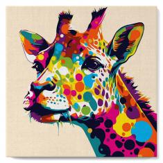 Mini Paint by numbers Giraffe Abstract Pop Art - already stretched on a wooden frame
