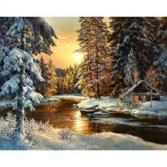 Paint by numbers Sunset Forest - without frame