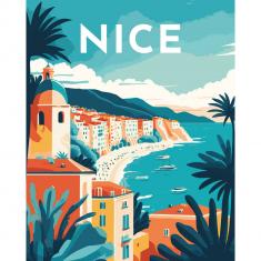Peinture au numéro : Affiche Vintage Nice  - toile tendue sur châssis