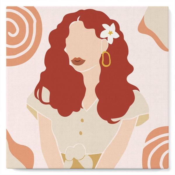 Mini peinture au numéro : Femme et Fleur dans les Cheveux  - toile tendue sur chassis - FiguredArt-SFA016-Y