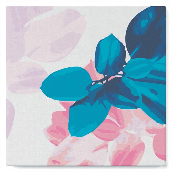 Mini Paint by numbers Abstact Leaves - already stretched on a wooden frame - FiguredArt-SFA077-Y