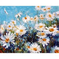 Peinture au numéro : Champ de Marguerites et Ciel bleu  - sans châssis en bois