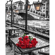Paint by numbers Terrace and Bouquet of Roses - without frame