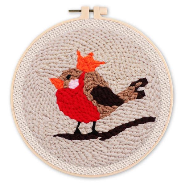 Punch Needle : Oiseau Rouge-gorge  - avec cadre - FiguredArt-CX021005