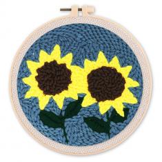 Punch Needle Kit - Sunflowers - with circular frame