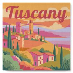 Mini peinture au numéro : Printemps en Toscane  - toile tendue sur chassis
