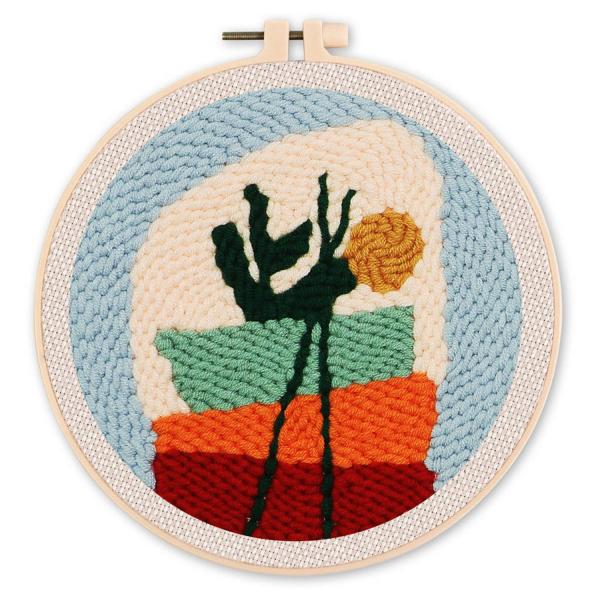 Punch Needle : Composition Florale 1  - avec cadre - FiguredArt-CCX252-1