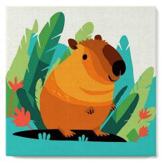 Mini Paint by numbers Tropical Capybara - already stretched on a wooden frame