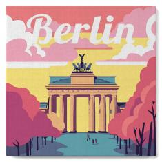 Mini Paint by numbers Travel Poster Berlin - already stretched on a wooden frame