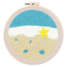 Punch Needle Kit - Starfish on the Shore - with circular frame