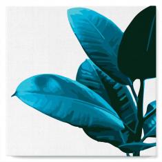 Mini Paint by numbers Rubber Plant Leaves - already stretched on a wooden frame