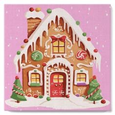 Mini Paint by numbers Gingerbread House - already stretched on a wooden frame