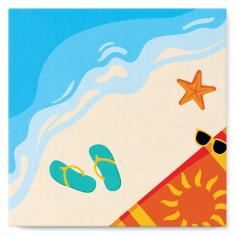Mini Paint by numbers Summer Beach - already stretched on a wooden frame