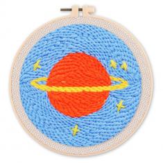 Punch Needle Kit - Saturn - with circular frame