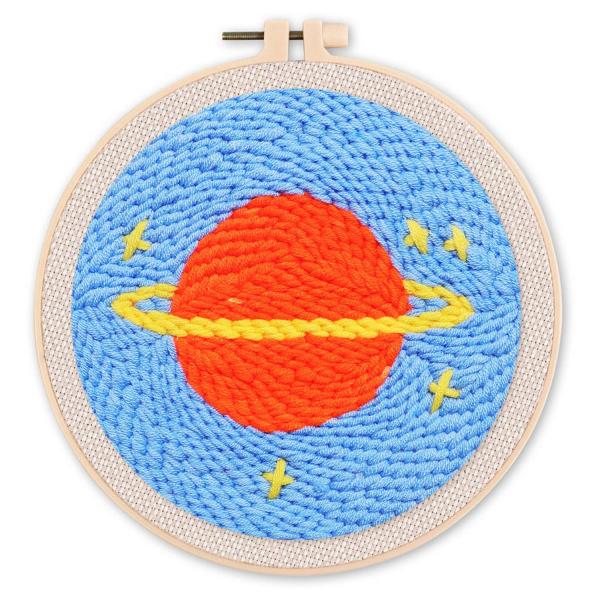 Punch Needle : Planète Saturne  - avec cadre - FiguredArt-CX021027