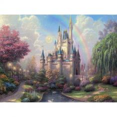 Peinture au numéro : Château et Arc en Ciel  - sans châssis en bois