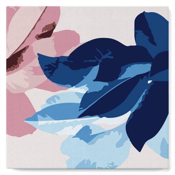 Mini peinture au numéro : Ambiance bleutée de Fleurs  - toile tendue sur chassis - FiguredArt-SFA075-Y