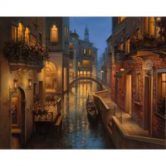 Paint by numbers Beautiful canals at Night - already stretched on a wooden frame