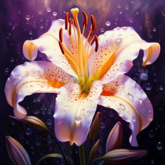 Mini Diamond Painting DP-SFA163-Y Lily Bloom 25x25 round diamond framed canvas - already stretched o