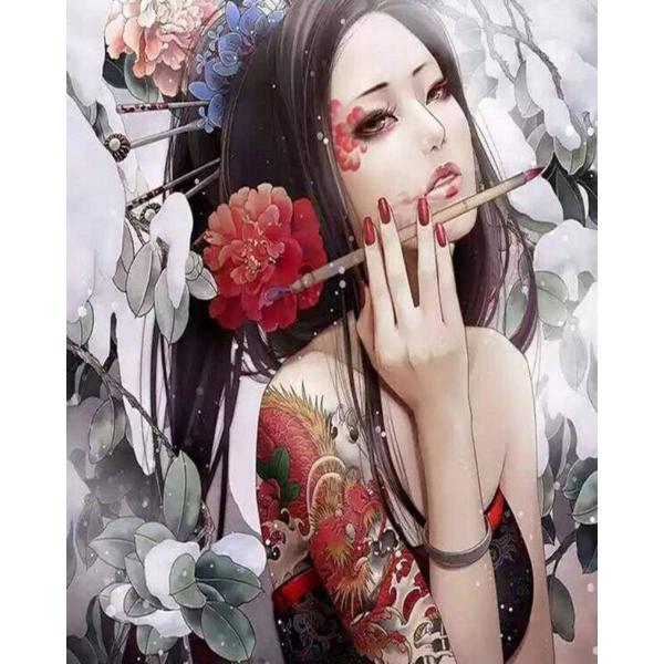 Peinture au numéro : Belle asiatique  - sans châssis en bois - FiguredArt-PN099