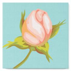 Mini Paint by numbers Pretty Rose Bud - already stretched on a wooden frame