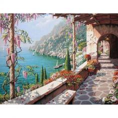 Paint by numbers Sea View from the Patio - without frame