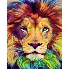 Peinture au numéro : Tête de lion en couleur  - sans châssis en bois