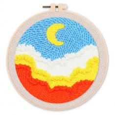 Punch Needle Kit - Sky and Cloud - with circular frame