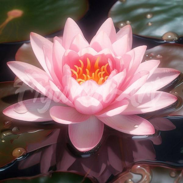 Mini broderie diamant : Nénuphar Rose  - toile tendue sur chassis - FiguredArt-DP-SFA195-Y