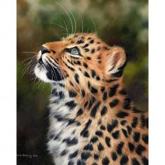 Paint by numbers Curious leopard - already stretched on a wooden frame