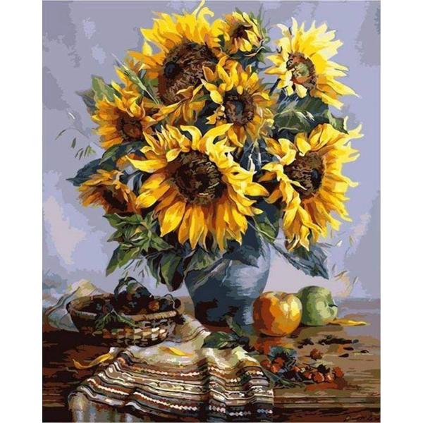 Peinture au numéro : Bouquet de Tournesols  - sans châssis en bois - FiguredArt-PN037