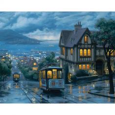 Paint by numbers Tramway in the Crepuscule - already stretched on a wooden frame
