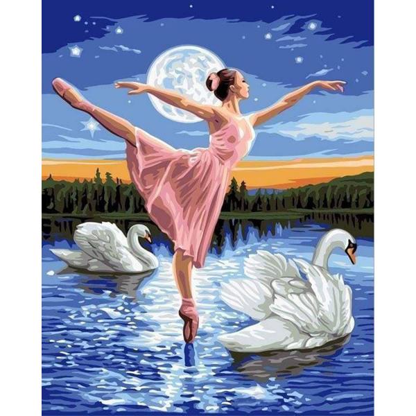 Peinture au numéro : Le Lac des Cygnes  - sans châssis en bois - FiguredArt-PN1303