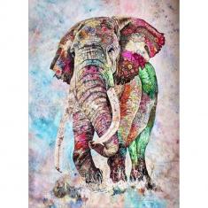 Peinture au numéro : Éléphant en couleur  - sans châssis en bois