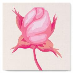 Mini peinture au numéro : Bouton de Rose  - toile tendue sur chassis