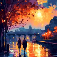 Mini Paint by numbers Romantic Night - already stretched on a wooden frame