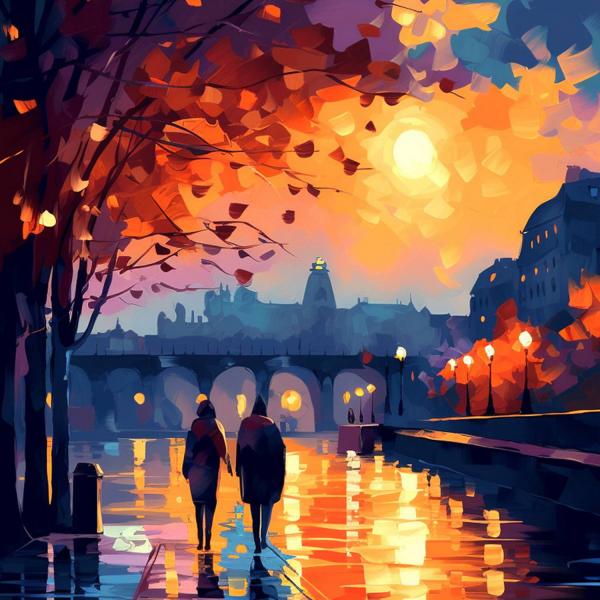 Mini peinture au numéro : Nuit Romantique  - toile tendue sur chassis - FiguredArt-SFA181-Y