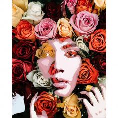 Paint by numbers Girl and Roses - already stretched on a wooden frame