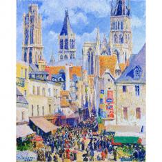 Paint by numbers Camille Pissarro's Grocery Street Rouen - already stretched on a wooden frame