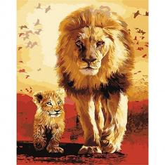 Paint by numbers Lion and cub - without frame