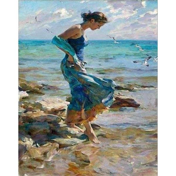 Peinture au numéro : Les Pieds dans l'Eau  - sans châssis en bois - FiguredArt-PN957